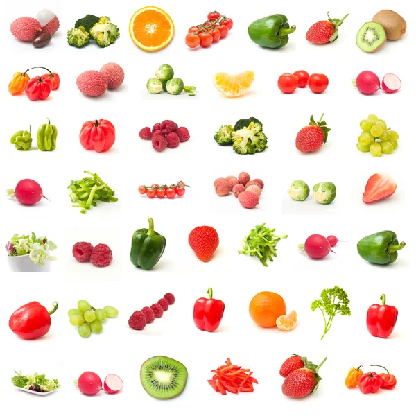 Collage de frutas y verduras sobre fondo blanco —  Fotos de Stock