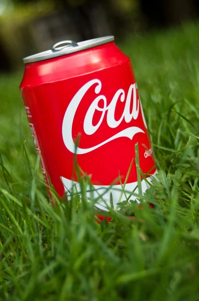 Париж - Франція - 09 травня 2015 - Coca-Cola може в траві — стокове фото