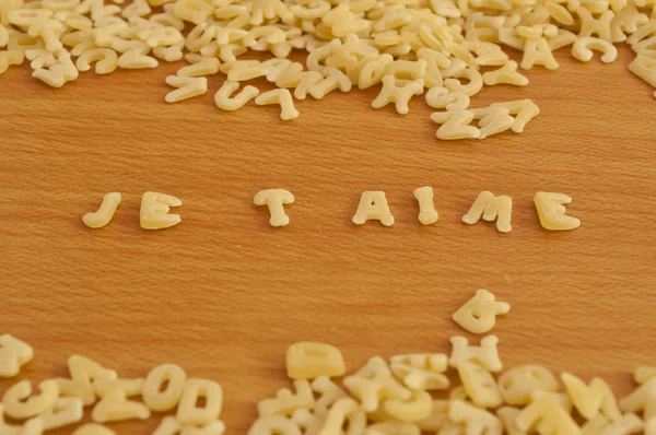 Alfabeto de pasta - je t 'aime — Foto de Stock
