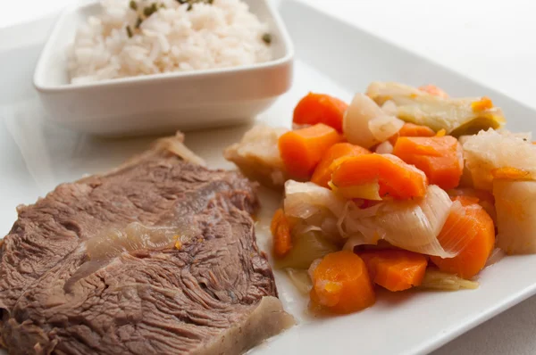 Pot-au-feu french gastronomy with beef and rice — Stock Photo, Image
