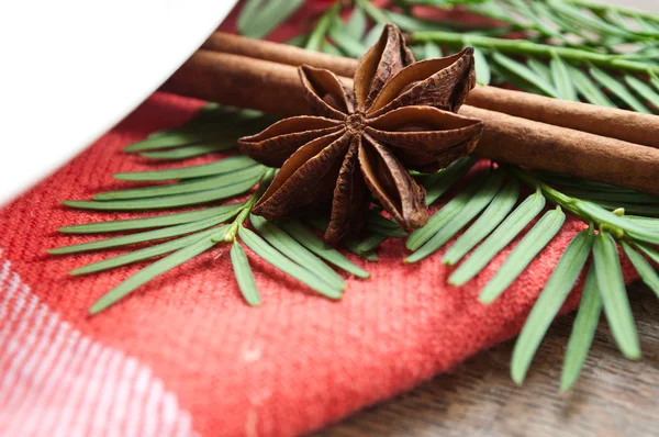 Primer plano de la decoración de Navidad en la mesa — Foto de Stock