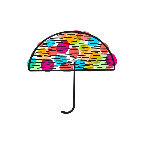 Színes esernyő, doodle ábra ikon — Stock Vector