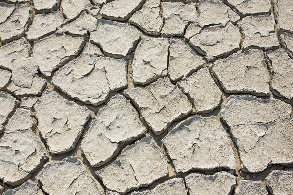 Crack soil of salt lake on dry season texture, Global worming effect.