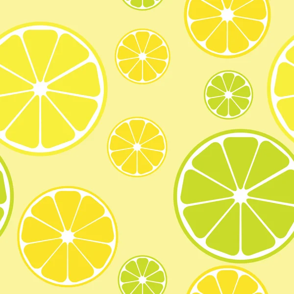 Modèle vectoriel sans couture avec fond jaune citrons — Image vectorielle