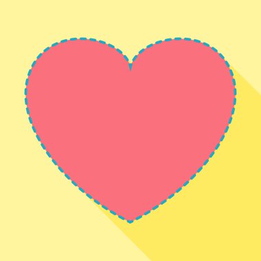 Basit kalp Kesikli anahat ve uzun gölge ile. St. Valentine's gün kavramı. Düz tasarım.