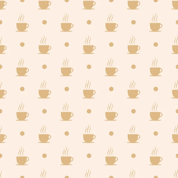 Café, thé ou tasse de chocolat chaud. Fond de motif sans couture, illustration vectorielle avec des points . — Image vectorielle