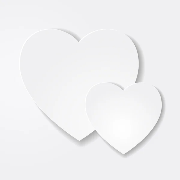Două inimi de hârtie. Soft minimalist carte de Ziua Îndrăgostiților. Inimi de hârtie tăiate din hârtie. Vector decor abstract de fundal cu inimi. Design plat — Vector de stoc