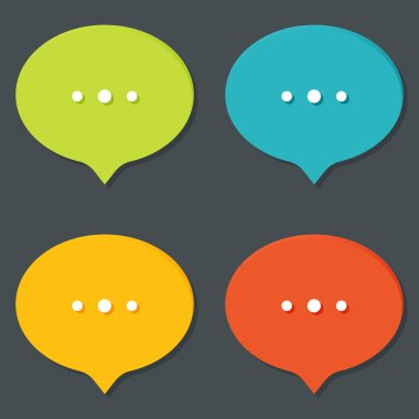 Gölge ile düz simgeler kümesi. Çevrimiçi durumu konuşma simgeleri nokta ile konuş. Farklı renkler.