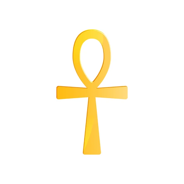 Símbolo Ankh dourado. Ancient egypt symbol Ankh (Chave da Vida, Vida Eterna, Cruz Egípcia). Ilustração vetorial . — Vetor de Stock