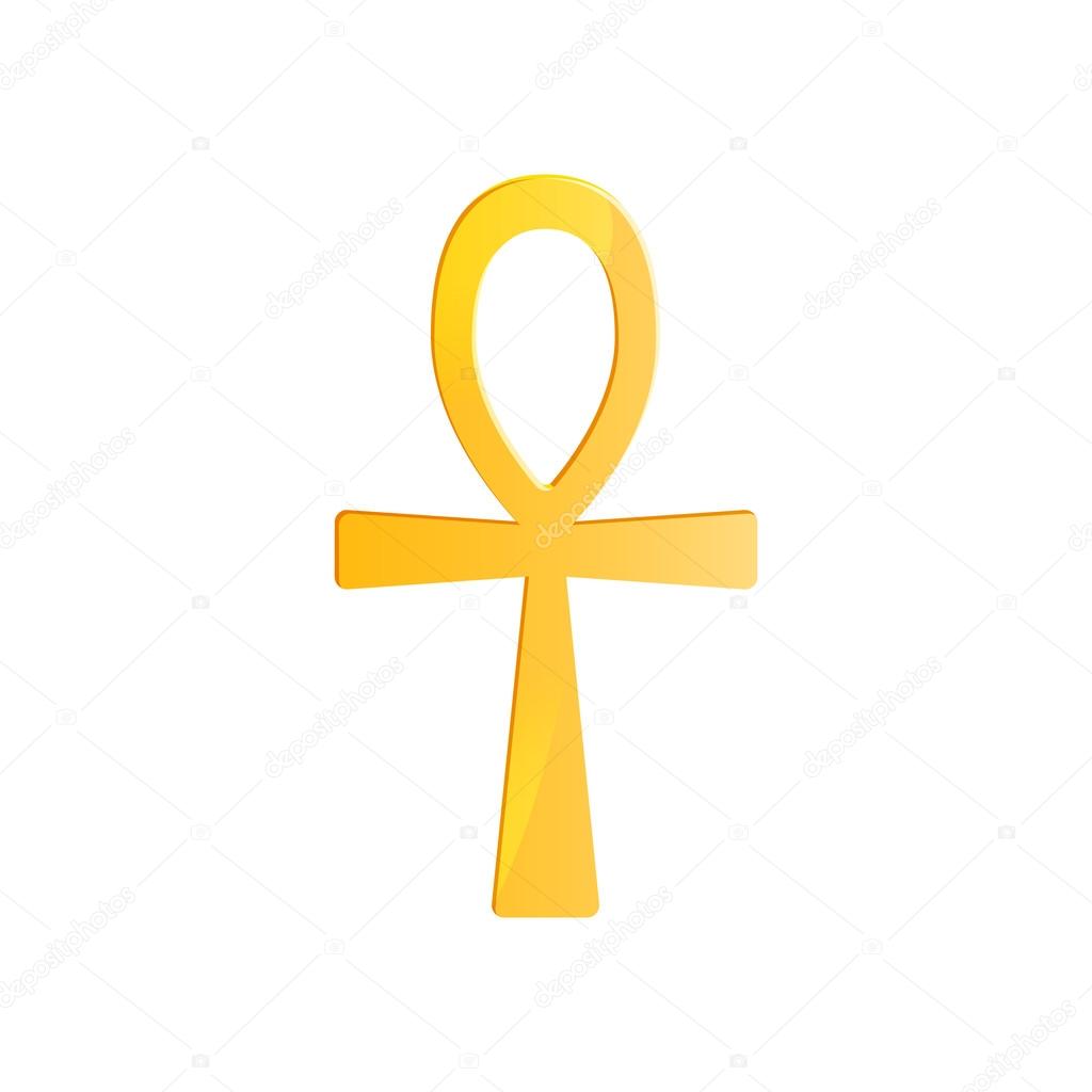 Golden Ankh symbol. Ancient egypt symbol Ankh (Key of Life, Eternal Life, Egyptian Cross). Vector illustration.