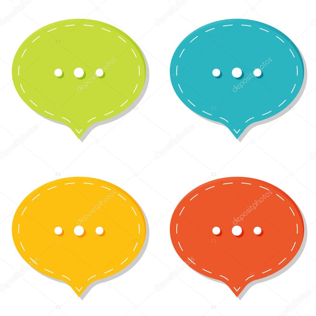 Chat sign icon. Speech talk bubble symbols. Chat bubbles. Dashed line decoration.