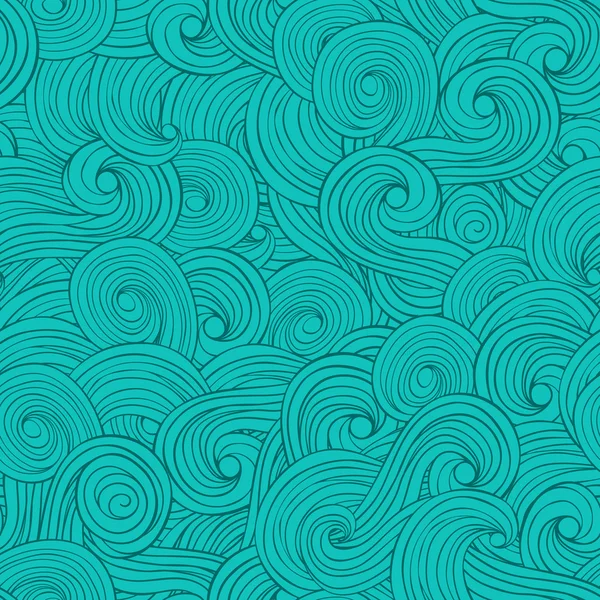 Vector seamless abstract pattern hand drawn background with waves and clouds — Stock Vector