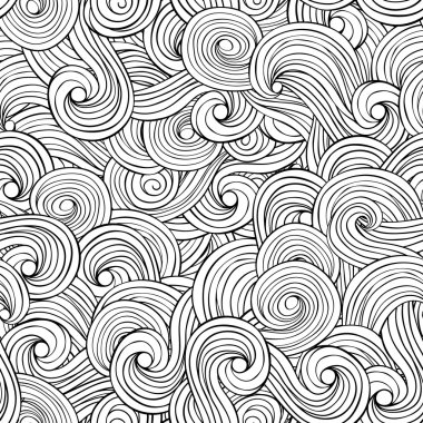 Dalgalar ve bulutlar. Sorunsuz soyut el çizilmiş desen