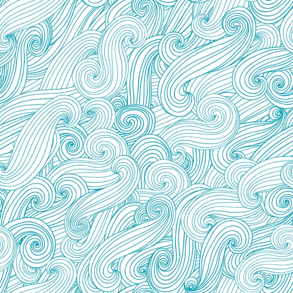 无缝抽象手绘模式，波浪背景。矢量插画 — 图库矢量图片