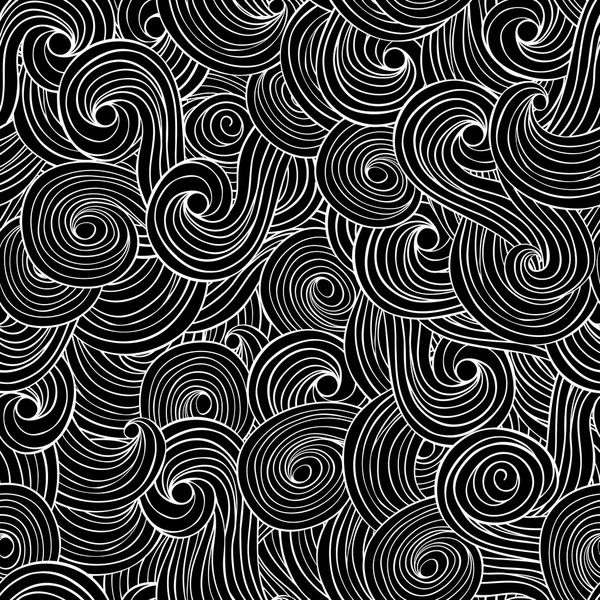 Fond sans couture, motif de nuages vagues. Noir et blanc . — Image vectorielle