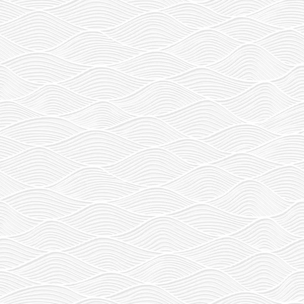 Textura abstracta de encaje de papel blanco, patrón sin costura vectorial con ondas — Vector de stock