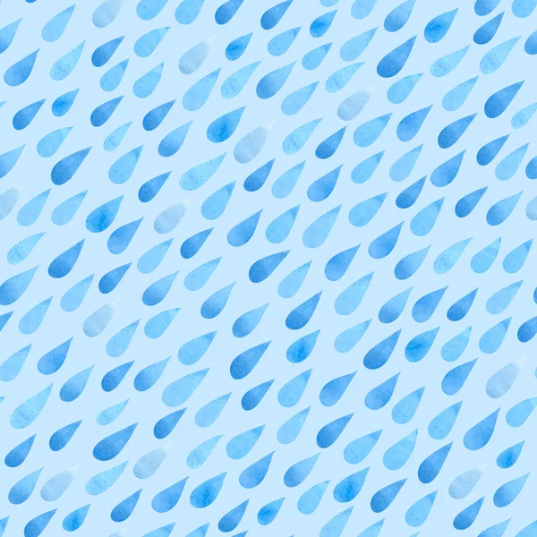 Gouttes de pluie aquarelle, fond sans couture avec des gouttes de pluie bleu stylisé — Image vectorielle