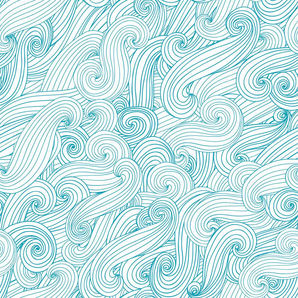 Seamless abstract hand-drawn pattern, waves background. Vector illustration