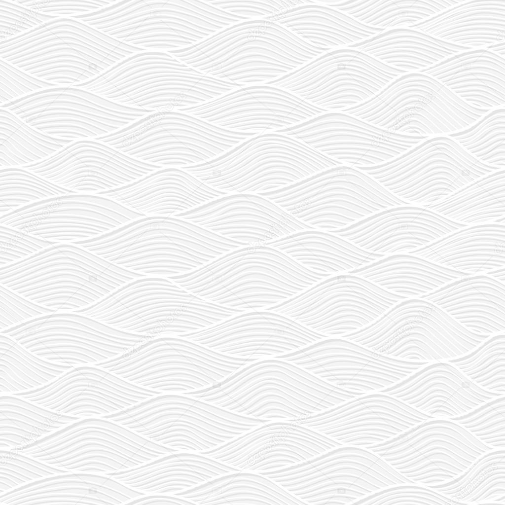 Abstract white paper lace texture, vector seamless pattern with waves