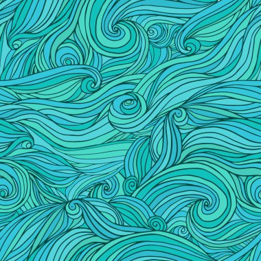 Kesintisiz deniz dalgaları çizilmiş desen, arka plan.