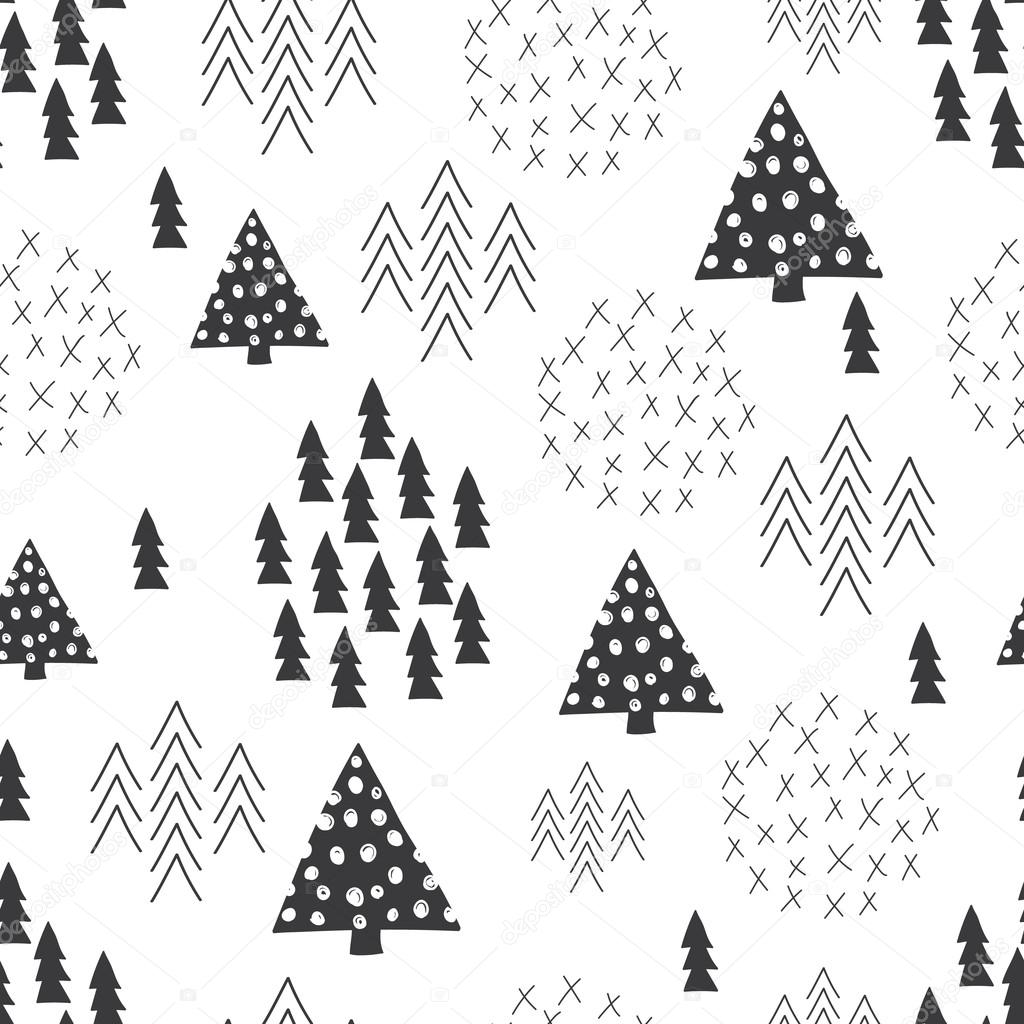 Seamless scandinavian style simple illustration christmas tree background