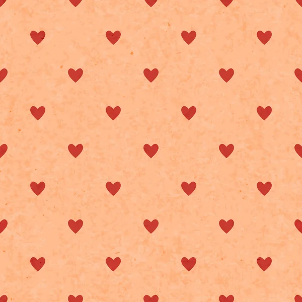Seamless polka dot red pattern with hearts. Vector — Stock Vector