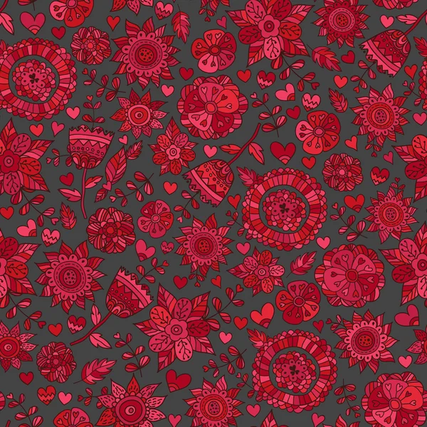 Fondo floral con estilo, flores retro dibujadas a mano — Archivo Imágenes Vectoriales