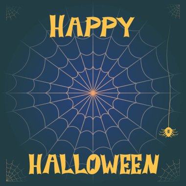 Mutlu cadılar bayramı arkaplanı mavi örümcek ve örümcek ağlarıyla