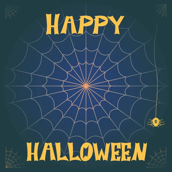 Mutlu cadılar bayramı arkaplanı mavi örümcek ve örümcek ağlarıyla