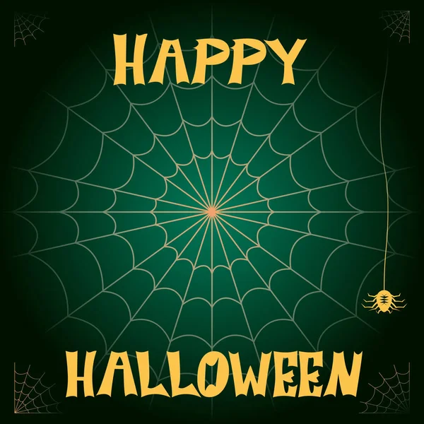 Mutlu cadılar bayramı arka planı Örümcek ve örümcek ağlarıyla yeşil