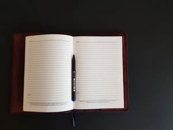 Grodno Belarus 2020 Notepad Pen Black Isolated Background — 图库照片