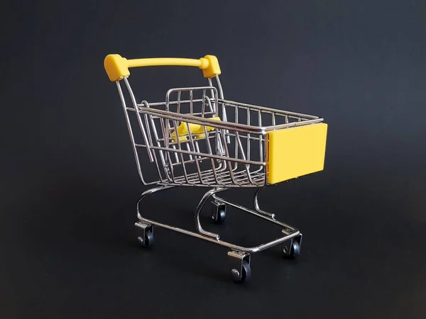 Yellow Toy Cart Black Isolated Background — Stock Photo, Image
