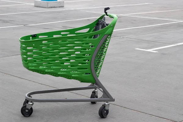 Зеленый Цвет Корзины Покупок Супермаркете Гипермаркете Магазине — стоковое фото