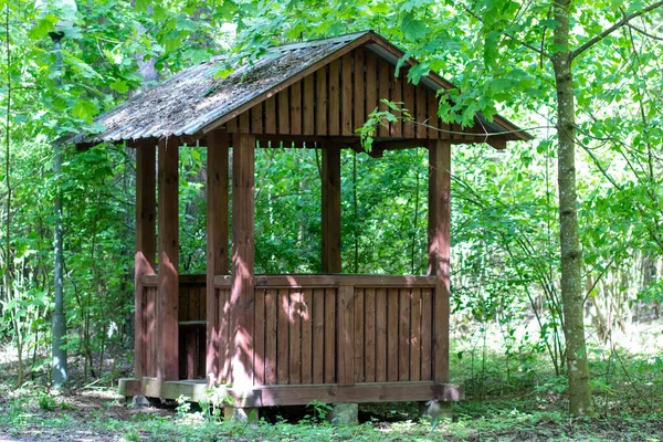 Wooden Gazebo Relaxing Stands Forest — Stock Photo, Image