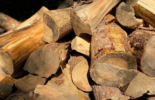 Fond Bois Haché Couché Sur Autre Pile Bois Écaillé Close — Photo