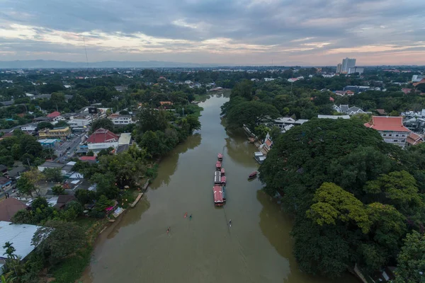 Chiang Mai City Ping River Thailand Aerial Drone Photo View — Stock Photo, Image