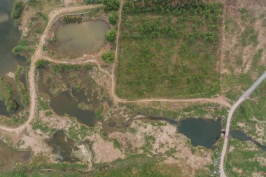 Vietnam 'da Kızıl Nehir Deltası' ndaki Hanoi tarlaları Hava Aracı görüntüsü