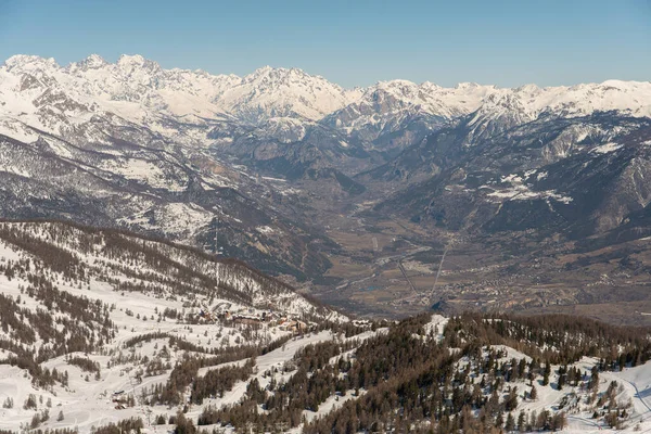 Risoul Resort Alpes Franceses Invierno Montañas Nevadas Francia Europa —  Fotos de Stock