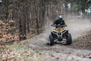 CHECHLO - KLUCZE / POLAND - 18 Nisan 2015: Offroad 4x4 Kum Sahası Rallisi, dörtlü bisiklet, motokros, atv, Klucze Polonya 'da ülke genelinde off-road arabaları