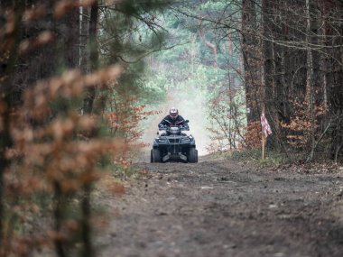 CHECHLO - KLUCZE / POLAND - 18 Nisan 2015: Offroad 4x4 Kum Sahası Rallisi, dörtlü bisiklet, motokros, atv, Klucze Polonya 'da ülke genelinde off-road arabaları