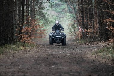 CHECHLO - KLUCZE / POLAND - 18 Nisan 2015: Offroad 4x4 Kum Sahası Rallisi, dörtlü bisiklet, motokros, atv, Klucze Polonya 'da ülke genelinde off-road arabaları