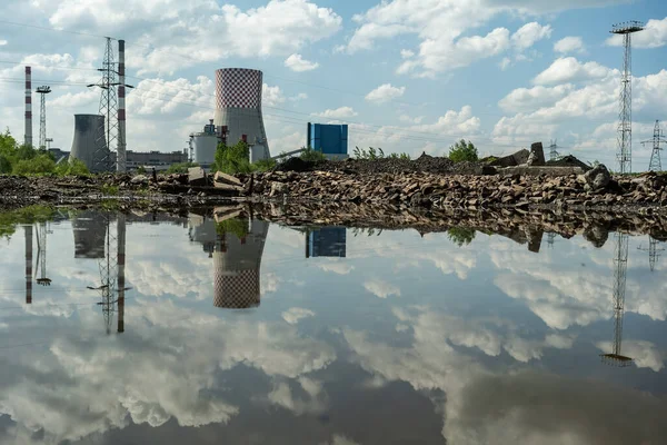 Průmyslová Elektrárna Elektrárna Elektrárna Průmysl Evropě Polsku Bedzinu Znečištění Ovzduší — Stock fotografie