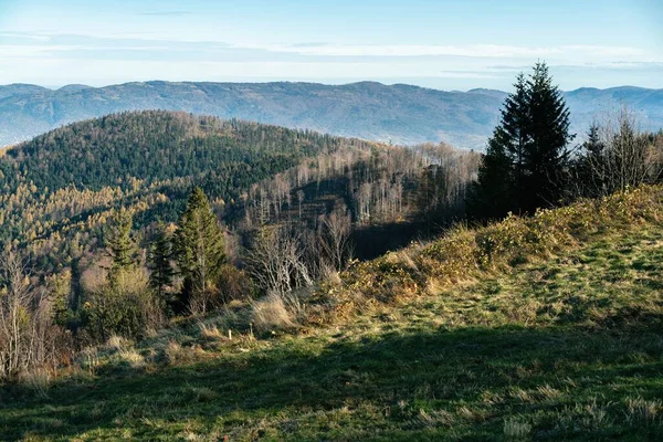 Polské Hory Slezsku Beskyd Štětíně Skrzyczne Kopec Polsku Podzim Podzimní — Stock fotografie