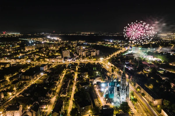 Muchos Fuegos Artificiales Celebración Año Nuevo Ciudad Año Nuevo Fiesta — Foto de Stock