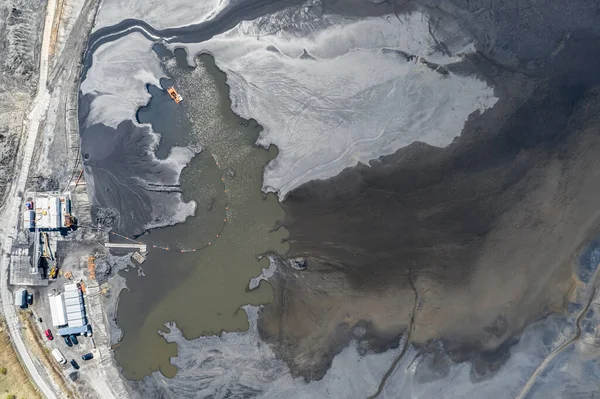 Промышленная Угольная Шахта Абстрактный Шахтный Танк Польше Промышленное Озеро Воздушный — стоковое фото