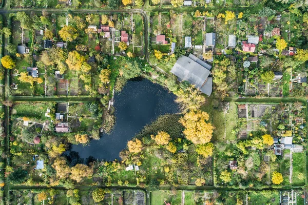Parque Cidade Com Lago Árvores Verdes Vista Drone Sosnowiec Silésia — Fotografia de Stock