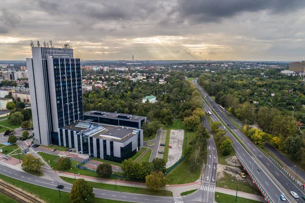 Bouildings Academia Universidad Ciudad Sosnowiec Ciudad Sidelesia Polonia Aérea Drone — Foto de Stock
