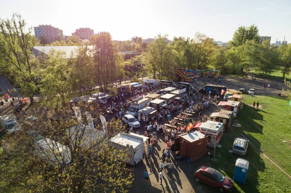 Rajd Ciężarówek Jedzeniem Fast Food Party Silesia Dabrowa Gornicza Poland — Zdjęcie stockowe