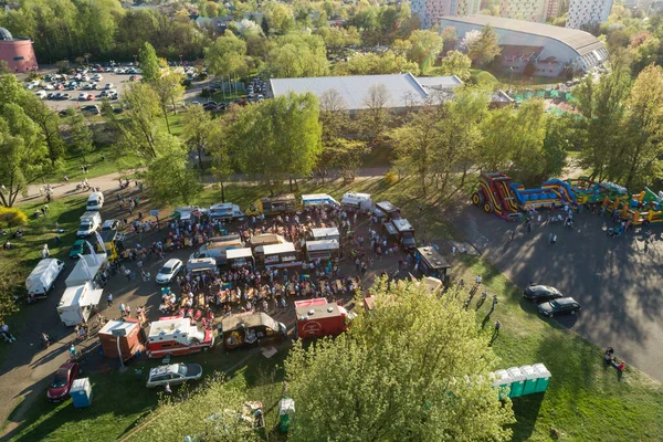 Rajd Ciężarówek Jedzeniem Fast Food Party Silesia Dabrowa Gornicza Poland — Zdjęcie stockowe