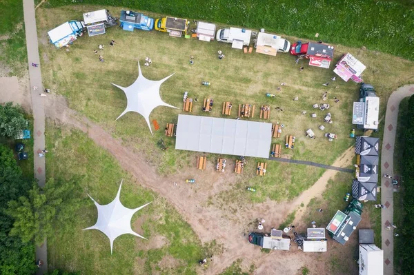 Food Truck Rally Fast Food Party Bedzin Silesia Poland Aerial — Stock Photo, Image